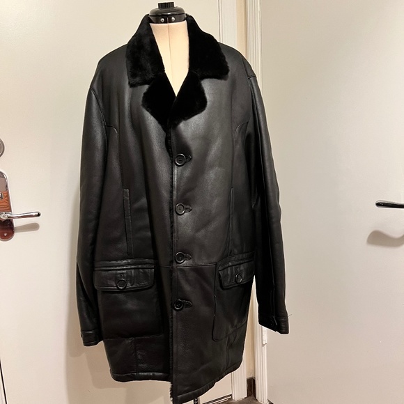 Smythson Other - SMYTHSON (or Frank Smythson Ltd.) Mens' Black Shearling Lamb ¾ length Nappa Leat